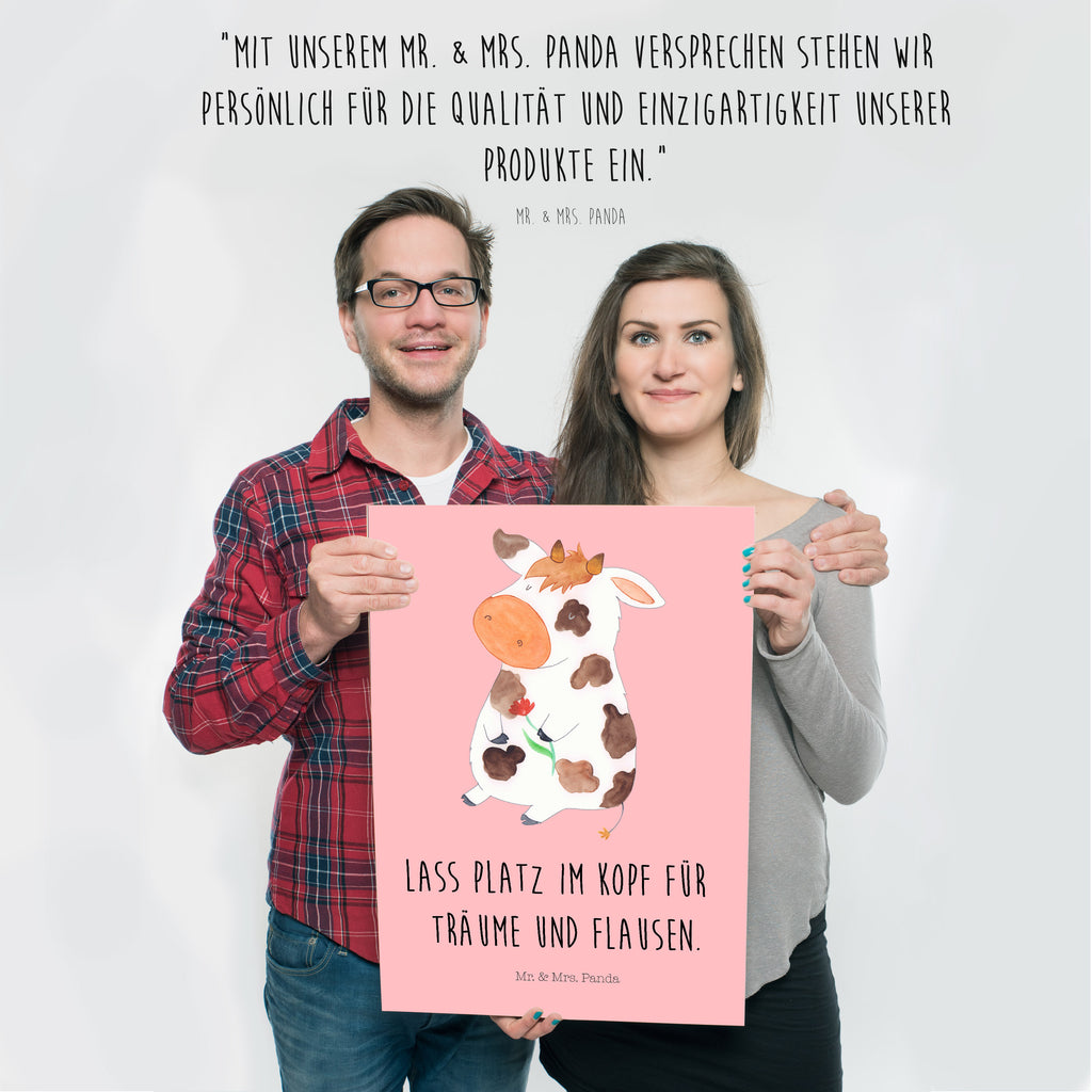 Poster Kuh Kuh, Kühe, Träume, Flausen, Spruch, Magie, Motivtion, Bauernhof, Hof, Milch, Milchkuh	 Poster, Wandposter, Bild, Wanddeko, Küchenposter, Kinderposter, Wanddeko Bild, Raumdekoration, Wanddekoration, Handgemaltes Poster, Mr. & Mrs. Panda Poster, Designposter, Kunstdruck, Posterdruck  Bauernhof, Hoftiere, Landwirt, Landwirtin