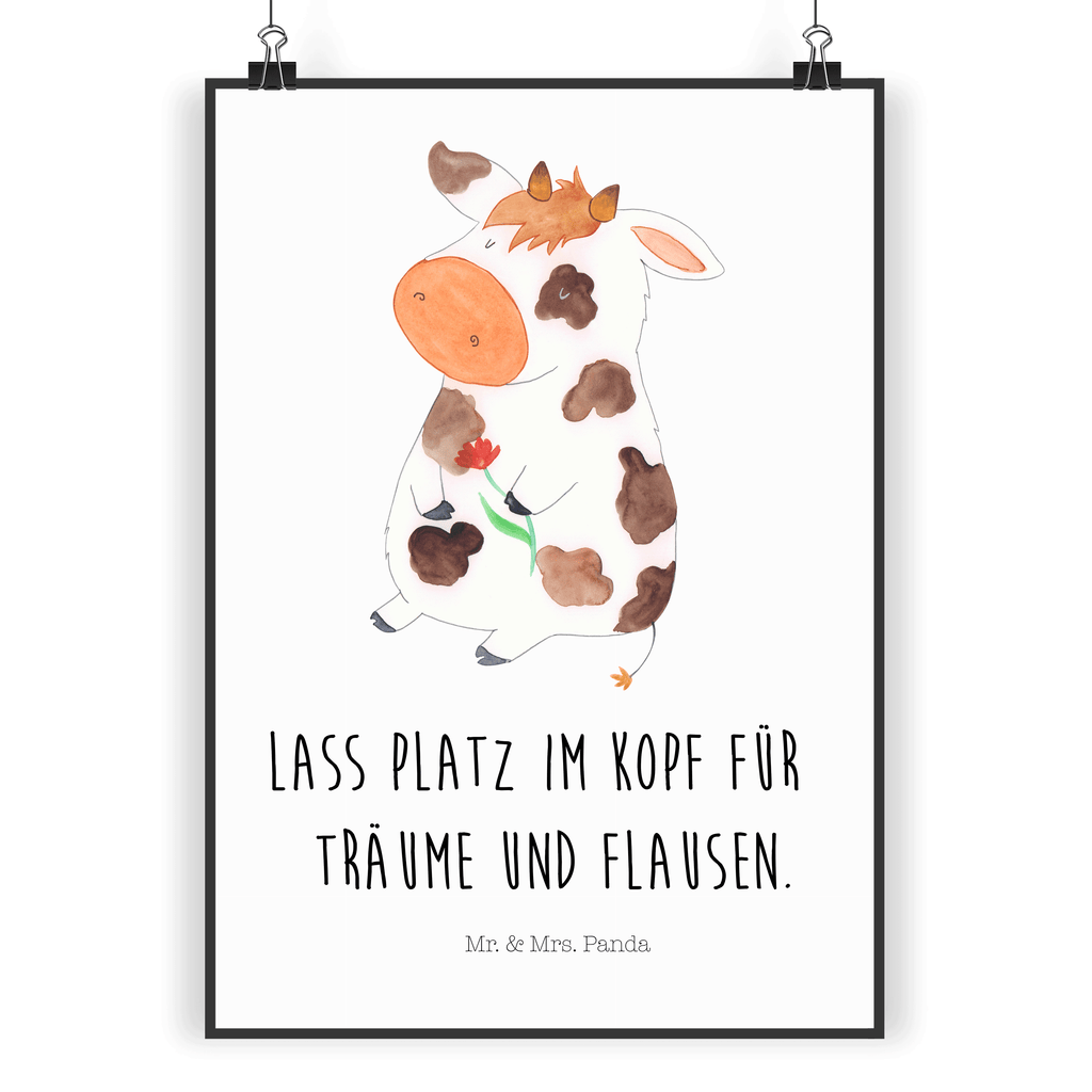 Poster Kuh Kuh, Kühe, Träume, Flausen, Spruch, Magie, Motivtion, Bauernhof, Hof, Milch, Milchkuh	 Poster, Wandposter, Bild, Wanddeko, Küchenposter, Kinderposter, Wanddeko Bild, Raumdekoration, Wanddekoration, Handgemaltes Poster, Mr. & Mrs. Panda Poster, Designposter, Kunstdruck, Posterdruck  Bauernhof, Hoftiere, Landwirt, Landwirtin