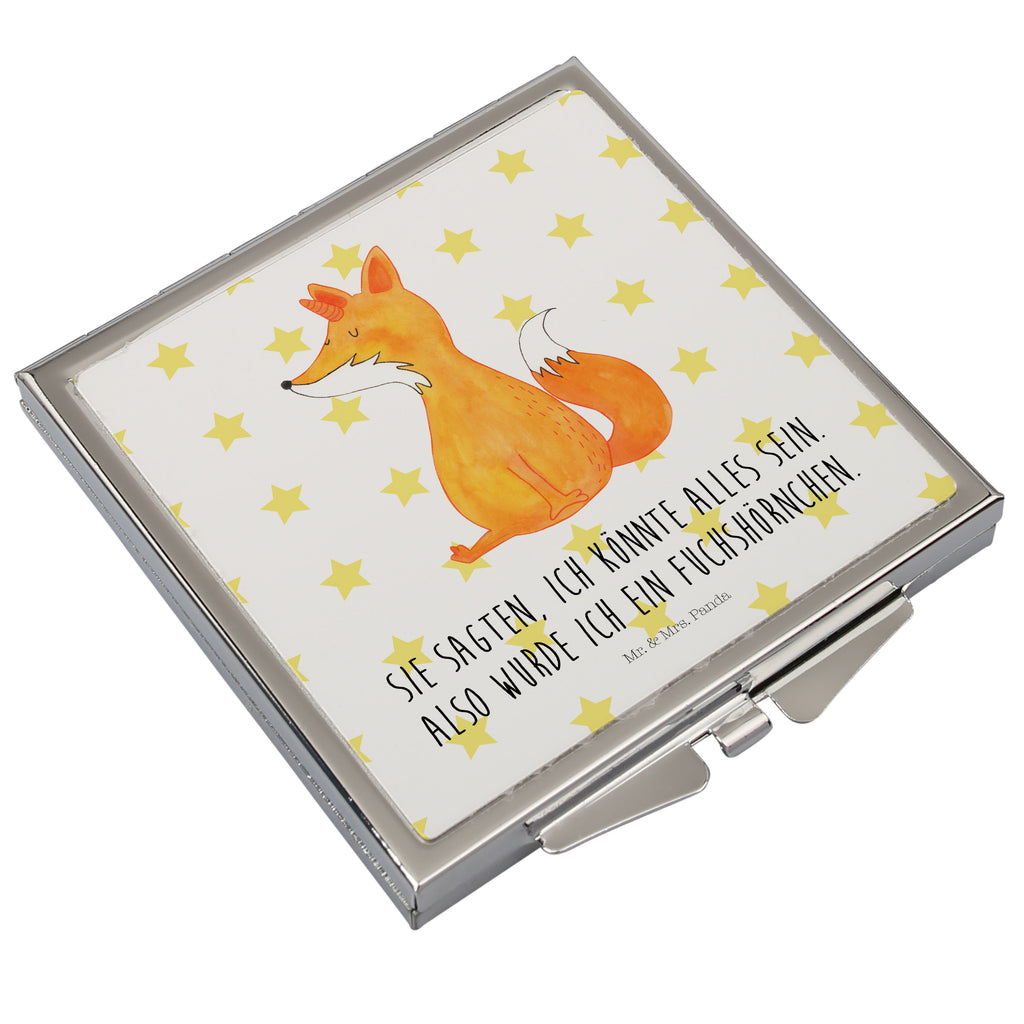 Handtaschenspiegel quadratisch Fuchshörnchen Spiegel, Handtasche, Quadrat, silber, schminken, Schminkspiegel, Einhorn, Einhörner, Einhorn Deko, Pegasus, Unicorn, Fuchs, Unicorns, Fuchshörnchen, Fuchshorn, Foxycorn, Füchse