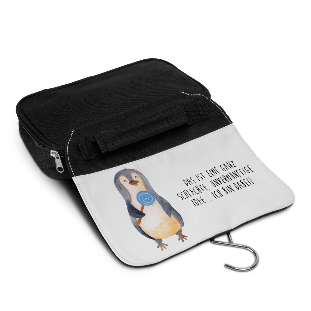 Kulturbeutel Pinguin Lolli Pinguin, Pinguine, Lolli, Süßigkeiten, Blödsinn, Spruch, Rebell, Gauner, Ganove, Rabauke Kulturbeutel, Zum Aufhängen, Waschtasche, Kosmetiktasche, Damen, Herren, Aufbewahrungstasche, Schminktasche, Kosmetikbeutel, Organizer, Kulturtasche, Schminkutensil  Pinguin