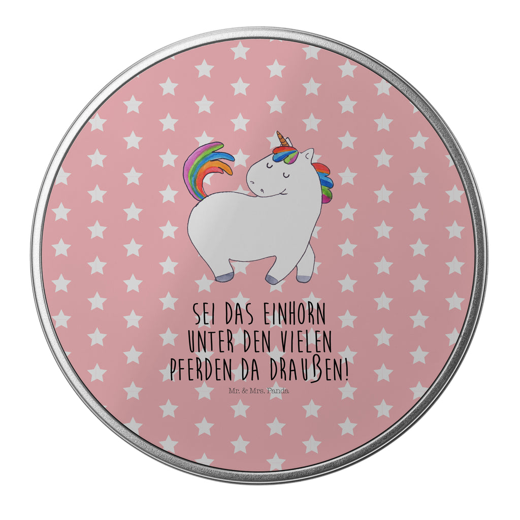 Blechdose rund Einhorn stolzierend Metalldose, Keksdose, Dose, Vorratsdose, Geschenkbox, Einhorn, Einhörner, Einhorn Deko, Pegasus, Unicorn, stolz, anders, bunt, Pferd, Reiter, Reiten, Freundin, Geschenk
