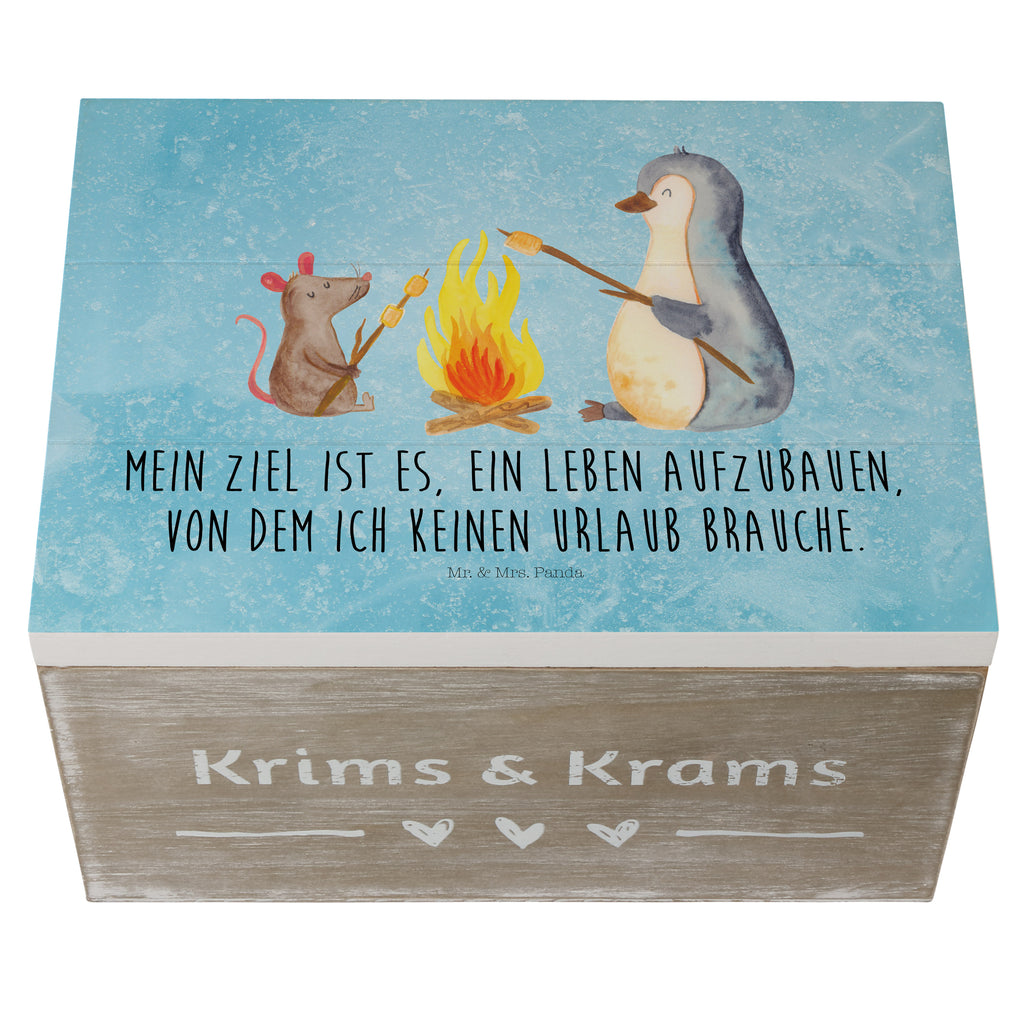 Holzkiste Pinguin Lagerfeuer Pinguin, Maus, Pinguine, Lagerfeuer, Leben, Arbeit, Job, Motivation, Büro, Büroalltag, Lebensspruch, Lebensmotivation, Neustart, Liebe, grillen, Feuer, Marshmallows Holzkiste, Kiste, Schatzkiste, Truhe, Schatulle, XXL,  Erinnerungsbox, Erinnerungskiste, Dekokiste, Aufbewahrungsbox  Pinguin
