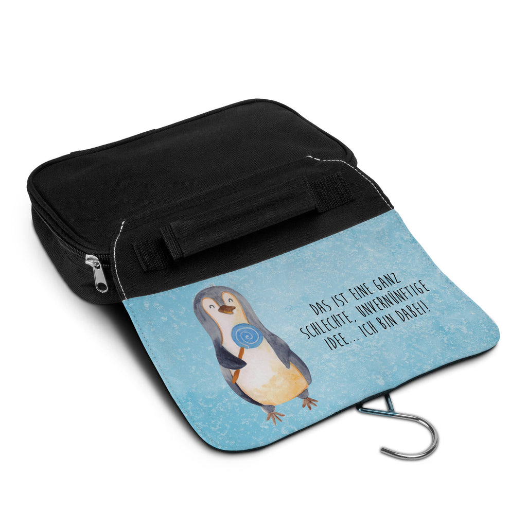 Kulturbeutel Pinguin Lolli Pinguin, Pinguine, Lolli, Süßigkeiten, Blödsinn, Spruch, Rebell, Gauner, Ganove, Rabauke Kulturbeutel, Zum Aufhängen, Waschtasche, Kosmetiktasche, Damen, Herren, Aufbewahrungstasche, Schminktasche, Kosmetikbeutel, Organizer, Kulturtasche, Schminkutensil  Pinguin