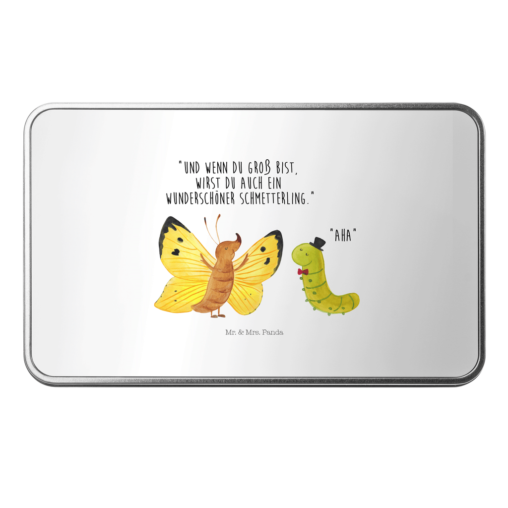 Metalldose rechteckig Raupe & Schmetterling Raupe, Schmetterling, Zitronenfalter, Entwicklung, Erwachsen werden, Kokon, Hut, Hütchen, Schönheit, Aufwachsen, Blechdose, Metalldose, Blechbox, Container, Keksdose, Vorratsdose, Vorratsbox, Döschen, Versperbox, Vesperdose, Aufbewahrungsdose, Aufbewahrungsbox, Aluminiumdose, Dose  süße Tiermotive, gute Laune, lustige Sprüche, Tiere