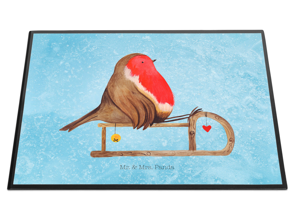 Schreibtischunterlage Rotkehlchen Schlitten Weihnachten, Schlitten, Vogel Schreibunterlage, Schreibtischauflage, Bürobedarf, Büroartikel, Schreibwaren  Winter, Weihnachten, Weihnachtsdeko, Nikolaus, Advent, Heiligabend, Wintermotiv