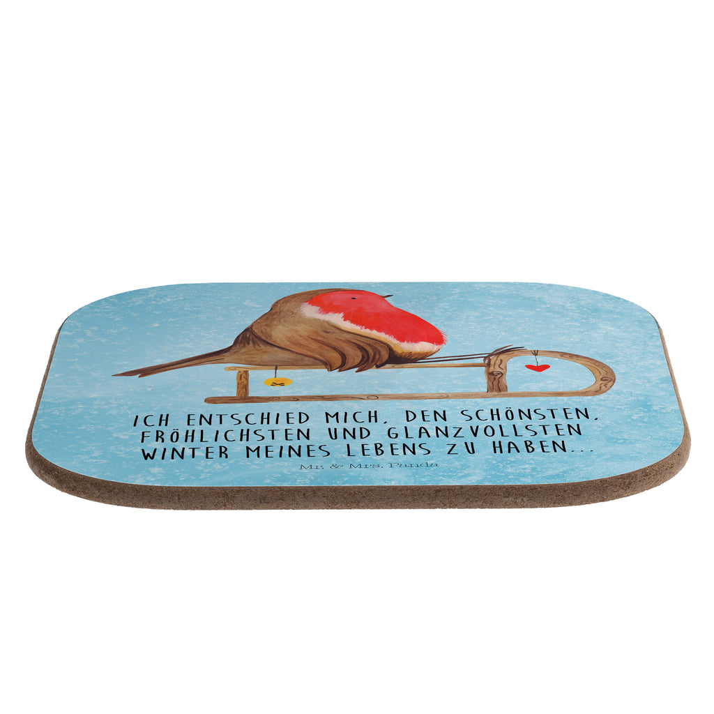 Quadratische Untersetzer Rotkehlchen Schlitten