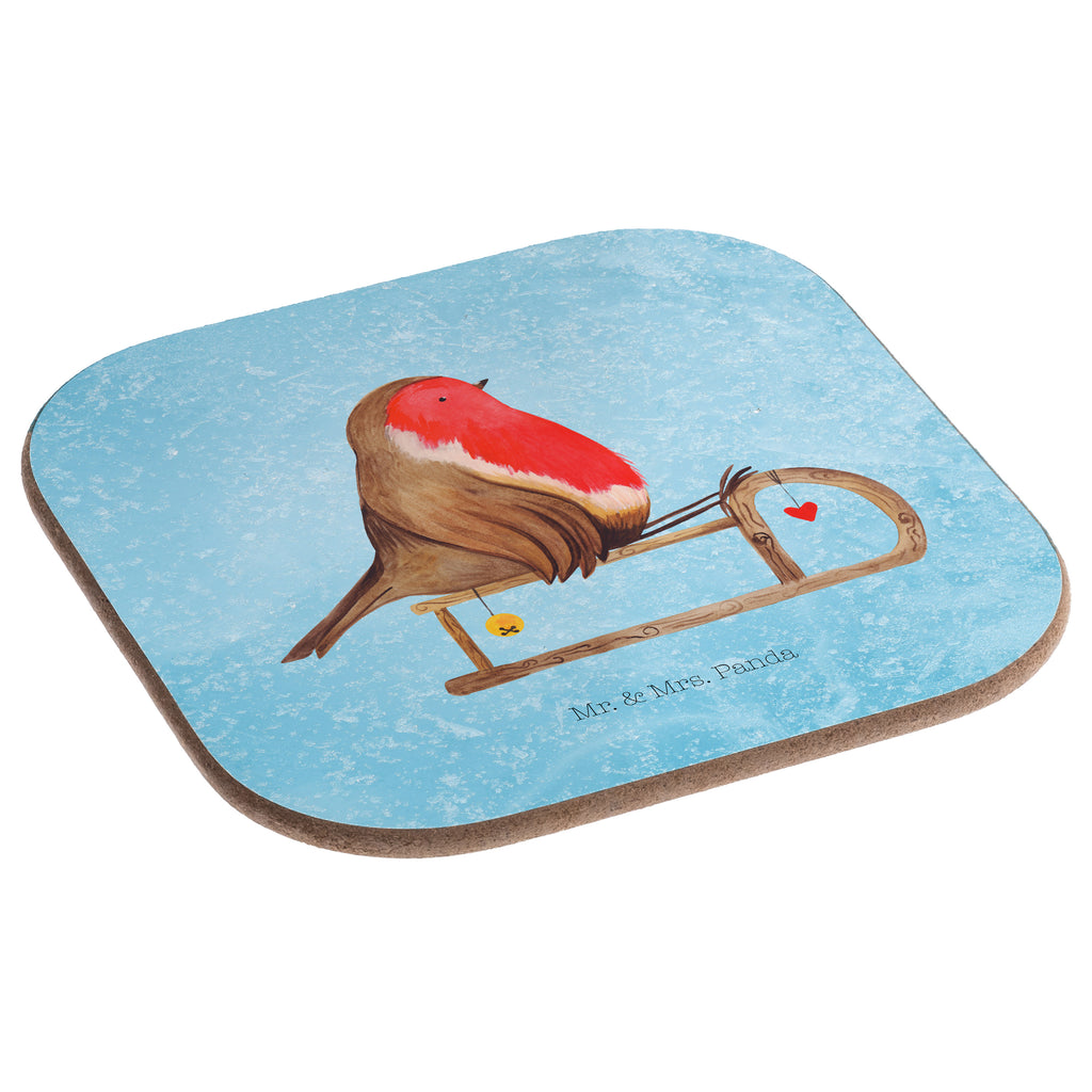 Quadratische Untersetzer Rotkehlchen Schlitten