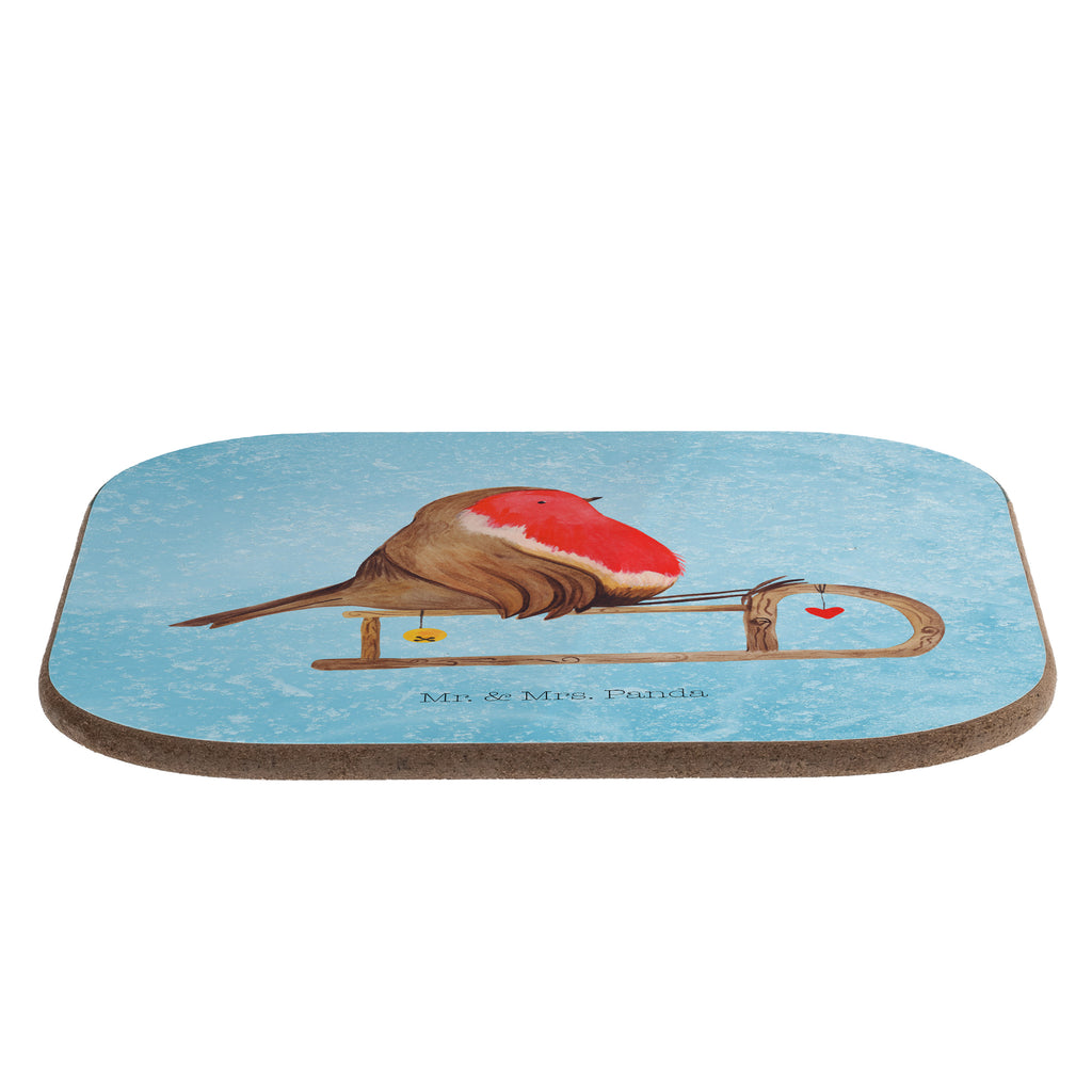 Quadratische Untersetzer Rotkehlchen Schlitten