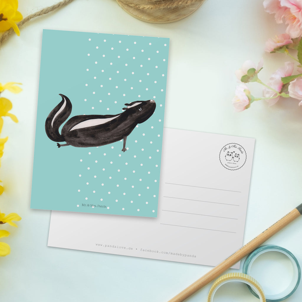 Postkarte Stinktier Yoga Geschenkkarte, Grußkarte, Karte, Einladung, Ansichtskarte, Geburtstagskarte, Einladungskarte, Stinktier, Skunk, Wildtier, Raubtier, Stinker, Stinki, Yoga, Namaste, Lebe, Liebe, Lache