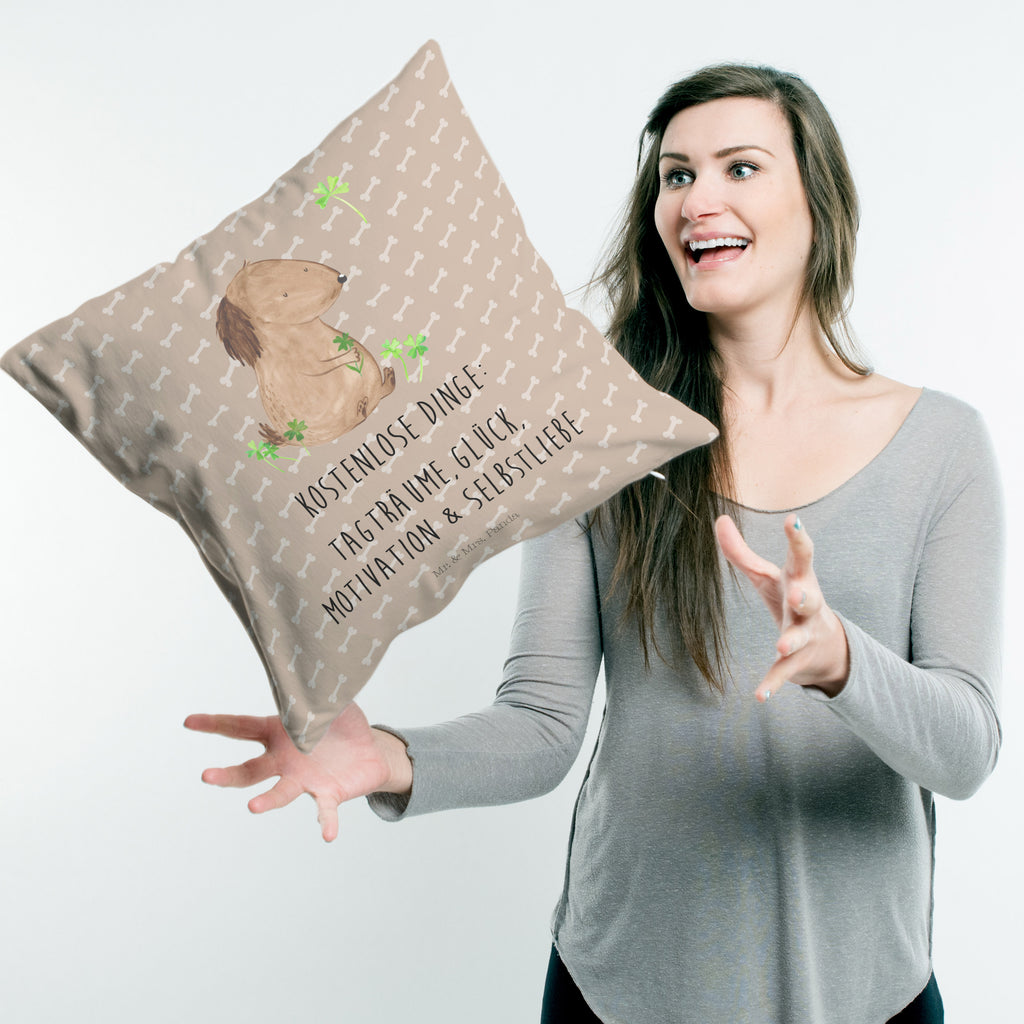 40x40 Kissen Hund Kleeblatt Kissenhülle, Kopfkissen, Sofakissen, Dekokissen, Motivkissen, Hund, Hundemotiv, Haustier, Hunderasse, Tierliebhaber, Hundebesitzer, Sprüche, Kleeblatt, Glück, Tagträume, Motivation, Neuanfang, Geschenk, Glücksbringer, Selbstliebe, Achtsamkeit