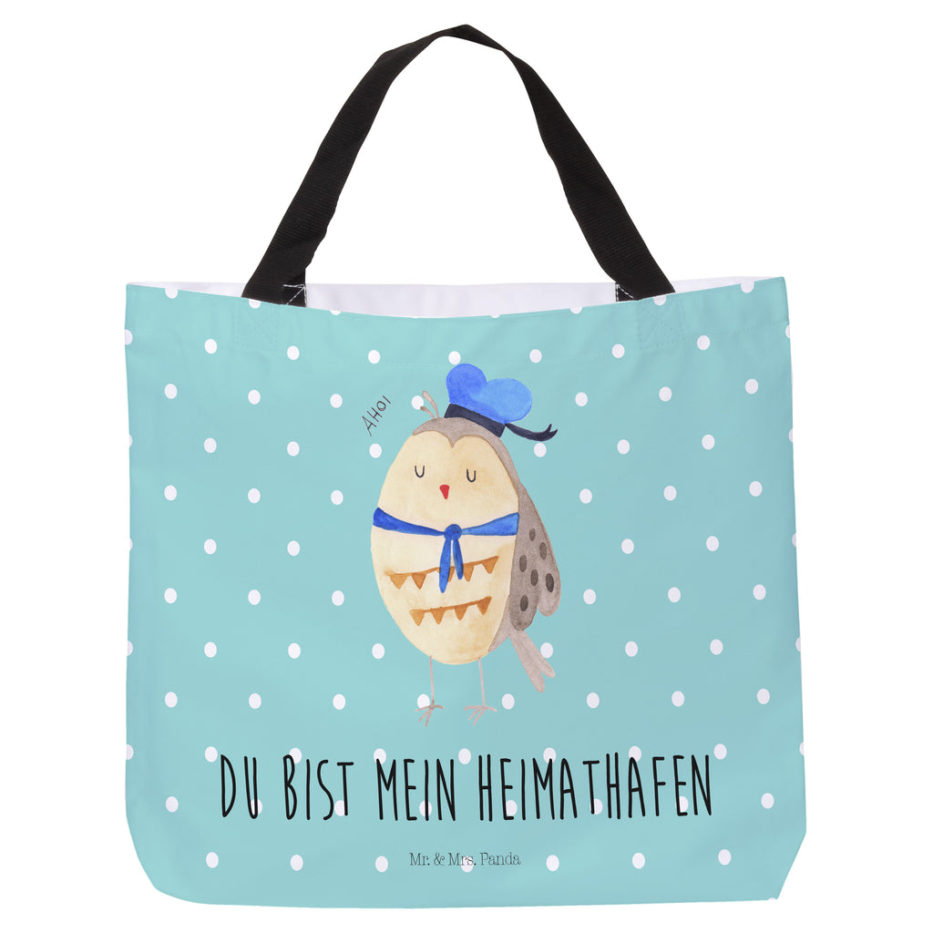 Shopper Eule Matrosen Beutel, Einkaufstasche, Tasche, Strandtasche, Einkaufsbeutel, Shopper, Schultasche, Freizeittasche, Tragebeutel, Schulbeutel, Alltagstasche, Eule, Eule Spruch, Eule Deko, Owl, Wortspiel lustig, Matrose, Freundin, Ehe, Seefahrer, Heimathafen, Hochzeitstag Geschenk