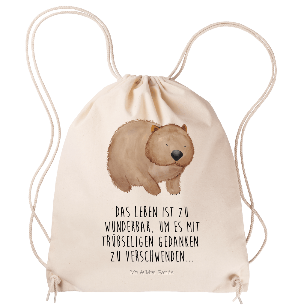 Sportbeutel Wombat Turnbeutel, Beutel, Sporttasche, Tasche, Stoffbeutel, Tiermotive, Gute Laune, lustige Sprüche, Tiere, Wombat, Das Leben ist schön, Motivation, Spruch, Australien