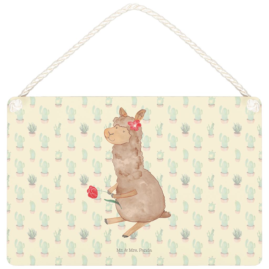 Dekoschild Alpaka Blume