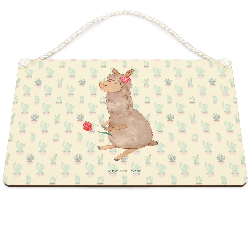 Dekoschild Alpaka Blume