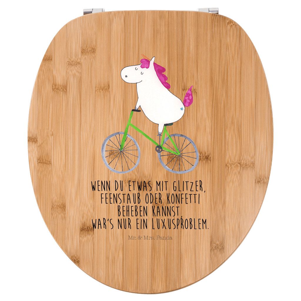 Motiv WC Sitz Einhorn Radfahrer Klobrille, Klodeckel, Toilettendeckel, WC-Sitz, Toilette, Einhorn, Einhörner, Einhorn Deko, Pegasus, Unicorn, Radfahren, Radfahrer, Rad, Bike, Feenstaub, Konfetti, Luxusproblem, Kummer, Liebeskummer