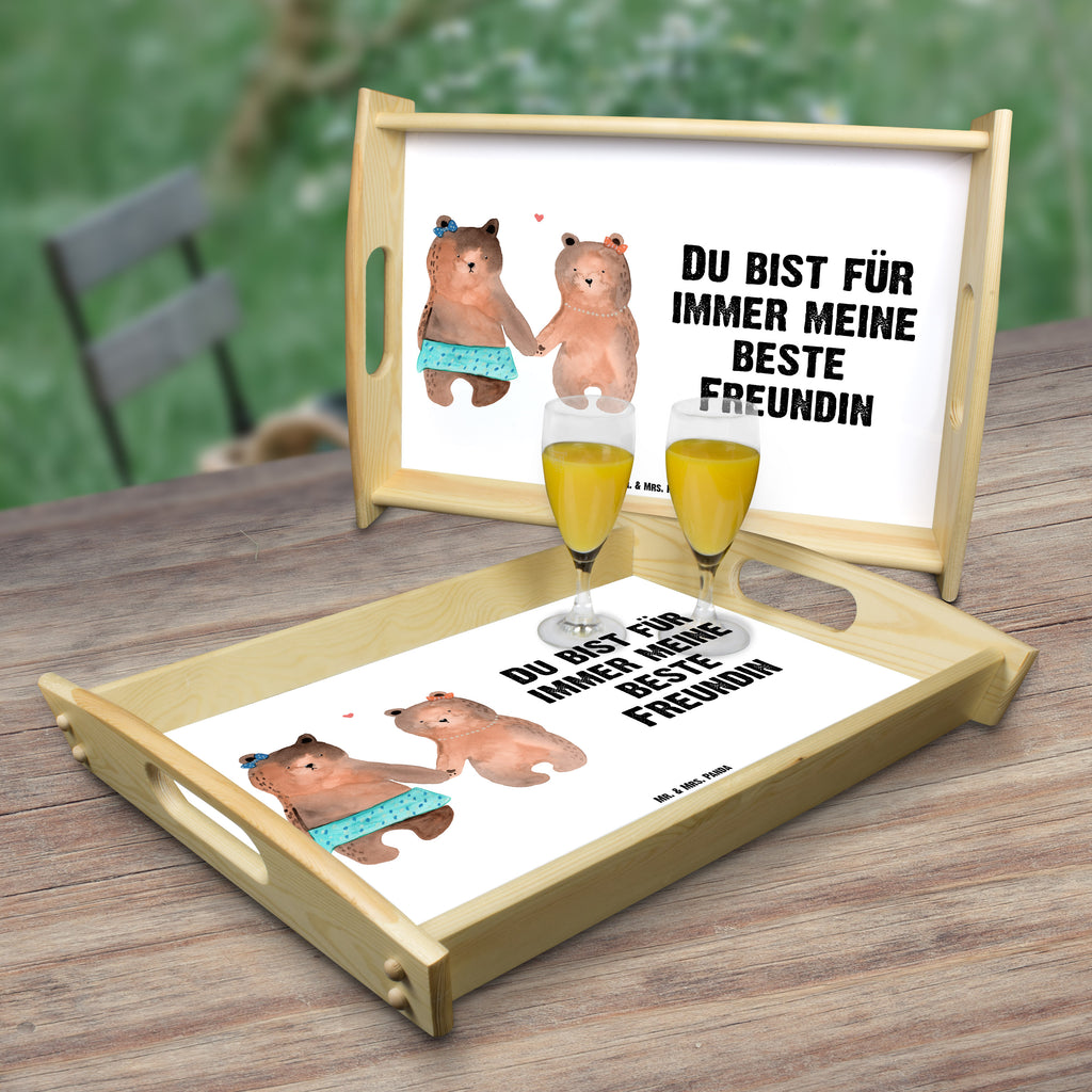 Serviertablett Bär Freundin Bär Freundin Beste Freund Liebe Liebesbeweis Verliebt Kumpel Kumpeliene Tablett, Holztablett, Küchentablett, Dekotablett, Frühstückstablett  Bär, Teddy, Teddybär